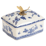 Фарфоровая шкатулка с бронзовой стрекозой Blue and White варинант исполнения - 1 | Loft Concept в Екатеринбурге