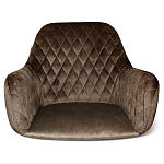 Барный стул со спинкой и подлокотниками на 4-х деревянных ножках Douglas Rhombus Коричневый Велюр варинант исполнения - 3 | Loft Concept в Екатеринбурге