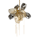 Люстра подвесная со стеклянными плафонами из дымчатого и золотистого с шестью вертикальными подвесками Gilded Mirage  варинант исполнения - 7 | Loft Concept в Екатеринбурге