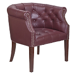 Кресло низкое из натуральной кожи на 4-х деревянных ножках из массива бука Chloe Leather Armchair vine варинант исполнения - 1 | Loft Concept в Екатеринбурге