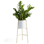 Кашпо из металла и латуни Elegance Elevated Planters белое варинант исполнения - 2 | Loft Concept в Екатеринбурге