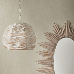 Подвесной светильник в форме купола с декором из круглых деревянных бусин White Wooden Beads Chandelier варинант исполнения - 4 | Loft Concept в Екатеринбурге