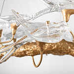 Люстра подвесная линейная с прозрачными стеклянными птичками на ветвях Serip Voa варинант исполнения - 10 | Loft Concept в Екатеринбурге