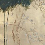 Обои ручная роспись Bamboo River Blossom Original colourway on Brushed Gold gilded paper варинант исполнения - 2 | Loft Concept в Екатеринбурге