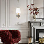 Бра с белым текстильным абажуром и декоративным основанием в виде четырехлистника с зеркальной вставкой Vitorino варинант исполнения - 7 | Loft Concept в Екатеринбурге