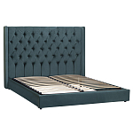 Кровать двуспальная зеленая с основанием из массива дерева с мягким изголовьем Velour Beds варинант исполнения - 1 | Loft Concept в Екатеринбурге