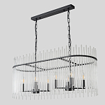 Люстра подвесная овальная со стеклянными прозрачными трубками и металлическим каркасом черного цвета Nembus варинант исполнения - 4 | Loft Concept в Екатеринбурге