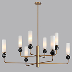 Люстра на штанге с 8-ю цилиндрическими матовыми плафонами и шарами из камня Orb Essence варинант исполнения - 6 | Loft Concept в Екатеринбурге