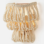 Настенный светильник с подвесками из деревянных бусин молочного цвета Wooden Beads Wall Lamp варинант исполнения - 3 | Loft Concept в Екатеринбурге