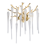 Бра золотого цвета с разветвленными ветвями и длинными прозрачными подвесками в форме стеклянных сосулек Droplet Chandelier варинант исполнения - 1 | Loft Concept в Екатеринбурге