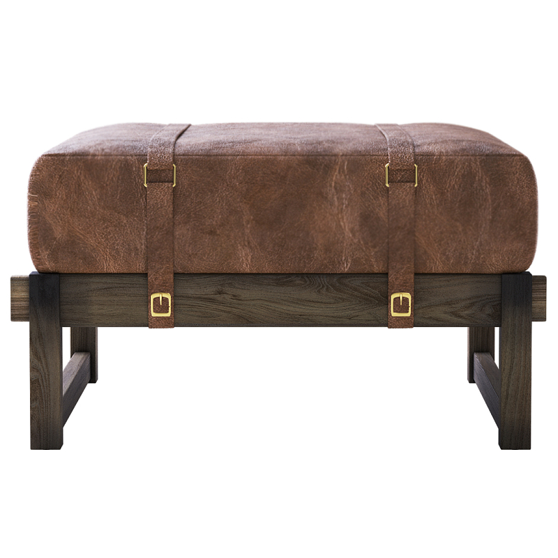 Пуф Duncan винтажная коричневая кожа  Коричневый винтаж в Екатеринбурге | Loft Concept 