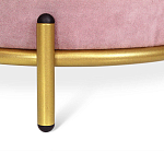Банкетка круглая пыльно-розовый велюр на 4-х металлических ножках золотого цвета SANJAY варинант исполнения - 2 | Loft Concept в Екатеринбурге