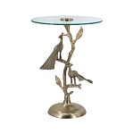 Столик с круглой стеклянной столешницей и корпусом в виде двух павлинов на ветке Table Two Peacocks варинант исполнения - 2 | Loft Concept в Екатеринбурге