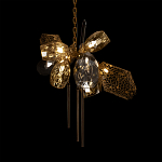 Люстра подвесная со стеклянными плафонами из дымчатого и золотистого с тремя вертикальными подвесками Gilded Mirage  варинант исполнения - 4 | Loft Concept в Екатеринбурге