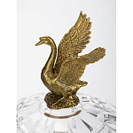 Конфетница из прозрачного рельефного стекла с ручками в виде стрекоз и фигуркой лебедя Eden Garden варинант исполнения - 3 | Loft Concept в Екатеринбурге