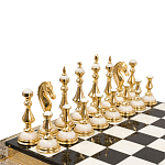 Шахматы из бронзы и натуральных камней Долерит и Мрамор с гравировкой Decorative Thematic Chess  варинант исполнения - 2 | Loft Concept в Екатеринбурге