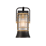 Настенный фонарь цилиндрической формы с рифленым стеклом в золотом каркасе на черном прямоугольном основании Eurofase варинант исполнения - 12 | Loft Concept в Екатеринбурге