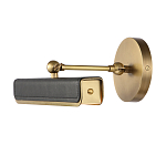 Светильник для картин цвет винтажная латунь с прямоугольным плафоном из кожи черного цвета Alora варинант исполнения - 2 | Loft Concept в Екатеринбурге