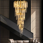 Люстра многоярусная с каркасом из металла и прозрачными подвесками FAIRYTREE Light варинант исполнения - 3 | Loft Concept в Екатеринбурге