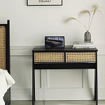 Дизайнерский письменный стол матово-чёрного цвета с 2-мя плетеными ящиками Glade Desk варинант исполнения - 2 | Loft Concept в Екатеринбурге