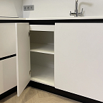 Угловой кухонный гарнитур Жемчужный белый Серый Clarke Kitchen Set White Grey варинант исполнения - 4 | Loft Concept в Екатеринбурге