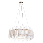 Люстра подвесная круглая с прозрачными хрустальными трубками и золотистым каркасом Диаметр 60 см Hexagon Tube Light варинант исполнения - 1 | Loft Concept в Екатеринбурге