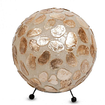 Настольная лампа из перламутра на металлическом каркасе Indonesian Circle варинант исполнения - 3 | Loft Concept в Екатеринбурге