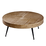 Журнальный столик с круглой фактурной столешницей из натурального дерева Vortex варинант исполнения - 1 | Loft Concept в Екатеринбурге