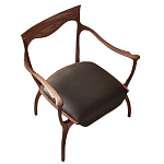 Стул деревянный с мягким сиденьем из коричневой натуральной кожи Moon Walnut Furniture варинант исполнения - 13 | Loft Concept в Екатеринбурге