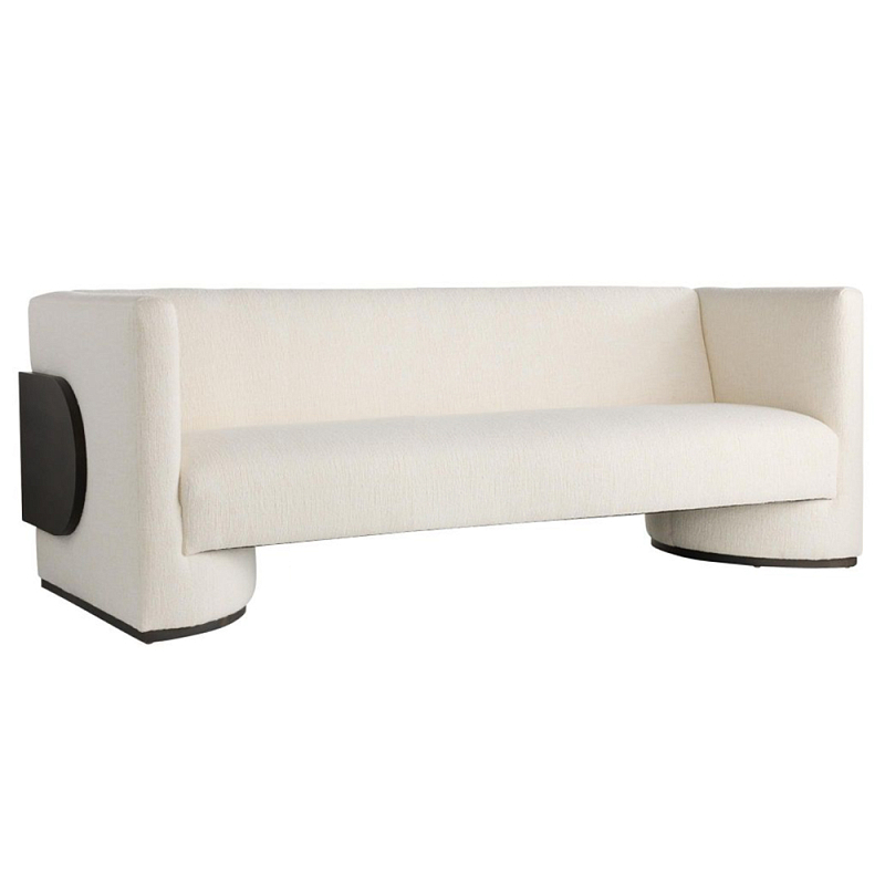 Трехместный диван Florida Sofa  с элегантным деревянным декором  Белый Черный в Екатеринбурге | Loft Concept 