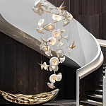 Люстра каскадная из белых цветов каллы и птичек Refined Taste of Light варинант исполнения - 2 | Loft Concept в Екатеринбурге