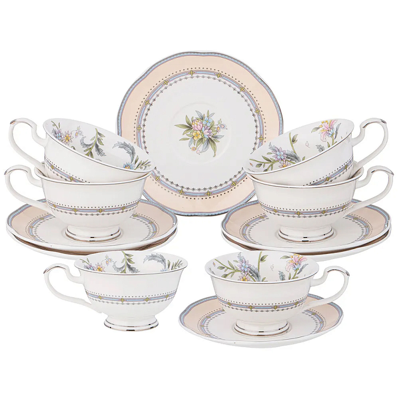 Чайный сервиз из фарфора на 6 персон 12 предметов Tea Flower Set Мульти в Екатеринбурге | Loft Concept 