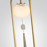 Торшер с шарообразным плафоном из белого стекла с подвеской из камня и длинной кисточкой Agatelle варинант исполнения - 4 | Loft Concept в Екатеринбурге