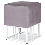 Пуф квадратный фиолетовый велюр на белом металлическом основании Celeste Purple варинант исполнения - 1 | Loft Concept в Екатеринбурге