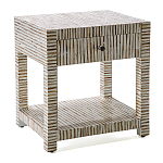 Тумбочка прикроватная Vancouver Bone Inlay Bedside Beige варинант исполнения - 1 | Loft Concept в Екатеринбурге