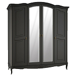 Шкаф черный четырехдверный из массива бука с зеркалами Black Provence варинант исполнения - 1 | Loft Concept в Екатеринбурге