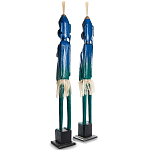 Комплект из 2-х деревянных статуэток Asmat Statuettes Blue Green варинант исполнения - 2 | Loft Concept в Екатеринбурге