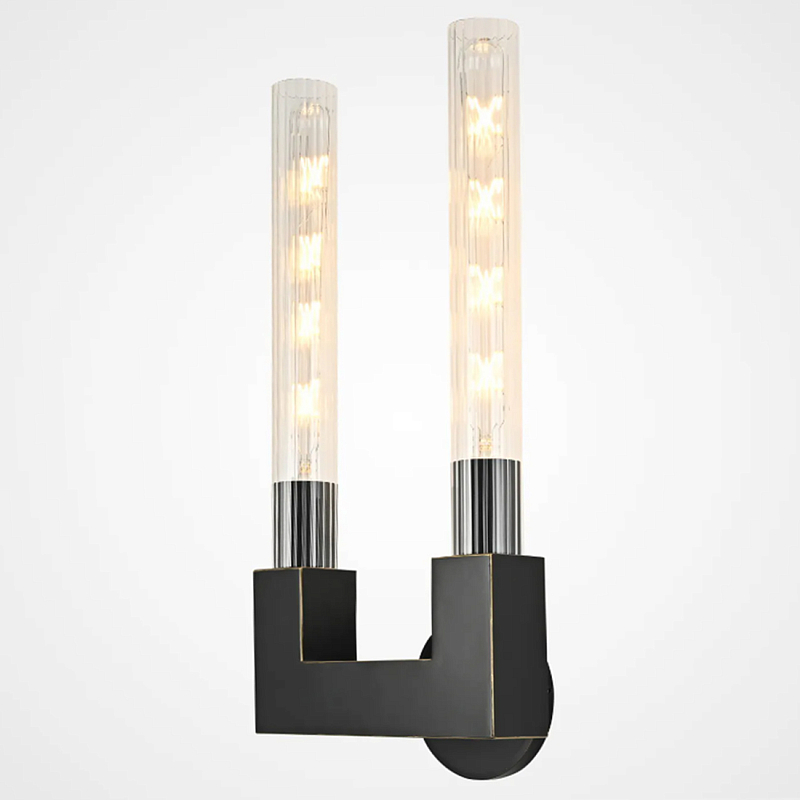 Бра CANNELLE wall lamp DOUBLE Sconces Black Черный Прозрачное Стекло в Екатеринбурге | Loft Concept 