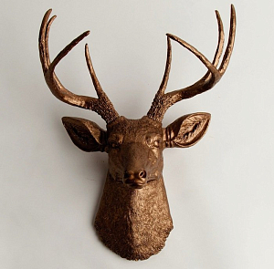 Голова оленя - Бронзовая с бронзовыми рогами