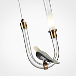 Подвесной светильник с декоративной фигуркой птицы на прозрачной изогнутой трубке Ganthea варинант исполнения - 5 | Loft Concept в Екатеринбурге