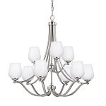 Люстра двухъярусная с белыми матовыми стеклянными плафонами в форме винных бокалов Feiss варинант исполнения - 1 | Loft Concept в Екатеринбурге