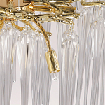 Люстра золотого цвета с декоративными ветками и длинными прозрачными стеклянными подвесами в форме сосулек Droplet Chandelier варинант исполнения - 9 | Loft Concept в Екатеринбурге
