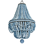 Люстра каплевидной формы украшенная круглыми бусинами синяя Blue Wooden Beads Chandelier варинант исполнения - 2 | Loft Concept в Екатеринбурге