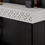 Консоль напольная пыльного белого цвета с выдвижным ящиком с резным орнаментом HEATON CONSOLE OAK варинант исполнения - 4 | Loft Concept в Екатеринбурге