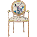 Полукресло из массива бука бежевое с изображением птиц и цветов Beige Green Chinoiserie Garden Chair варинант исполнения - 1 | Loft Concept в Екатеринбурге