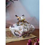 Шкатулка фиолетового цвета с рисунком бабочек и крышкой с фигуркой птицы на ветке Eden Garden варинант исполнения - 7 | Loft Concept в Екатеринбурге