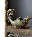 Чаша голубого цвета с оранментом и и бронзовыми фигурами леопардов Eden Garden варинант исполнения - 6 | Loft Concept в Екатеринбурге