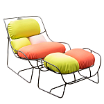 Дизайнерское разноцветное кресло на металлическом каркасе с подставкой для ног Poltronova Plasma Armchair варинант исполнения - 2 | Loft Concept в Екатеринбурге