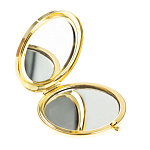 Зеркало карманное круглое двухстороннее из натурального камня Содалит в подарочной упаковке Gold Stone Mirrors варинант исполнения - 2 | Loft Concept в Екатеринбурге