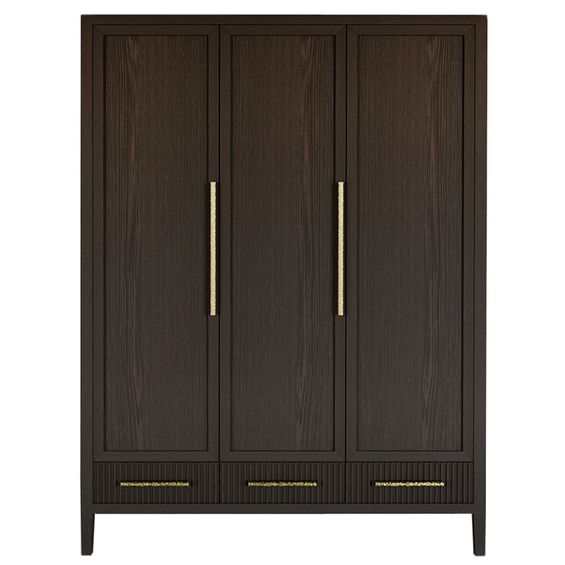 Большой Шкаф Primo Темный орех с 3 дверьми и 3 выдвижными ящиками Темный дуб Золотой в Екатеринбурге | Loft Concept 